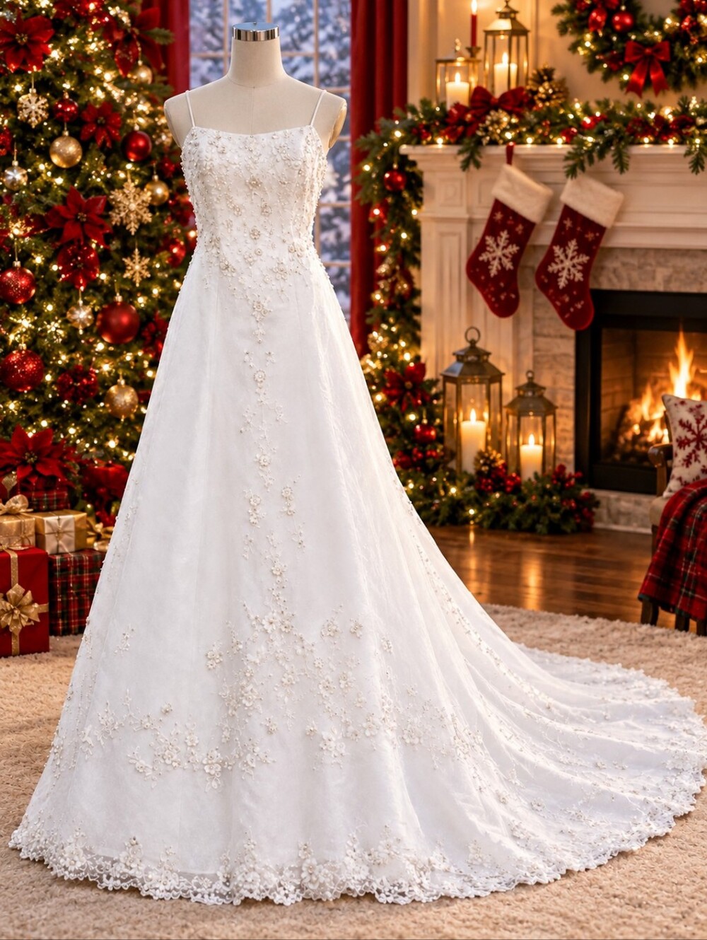 David's Bridal White Strapless Beaded Lace Wedding Gown